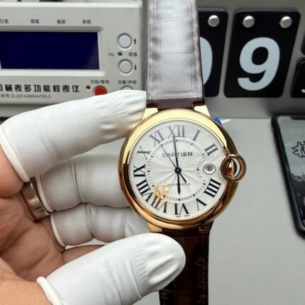 1:1 SUPER REPLICA BALLON BLEU DE CARTIER LADIES 42MM V6 FACTORY 18K ROSE GOLD CASE WHITE DIAL