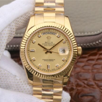 1:1 SUPER REPLICA ROLEX DAY-DATE II 218238 40MM EW FACTORY 18K YELLOW GOLD DIAL